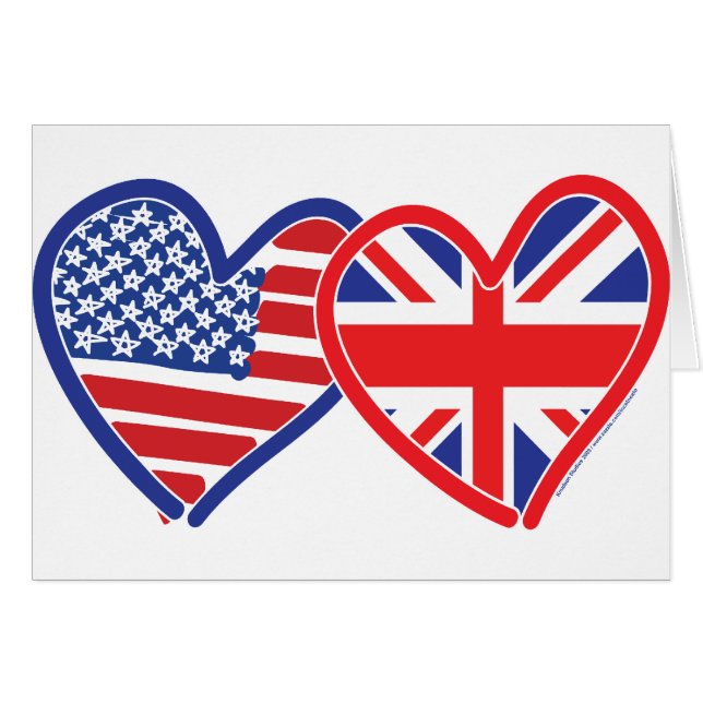 Union Jack/USA Hälsningskort (Framsidan Horizontal)