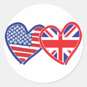 Union Jack/USA Runt Klistermärke