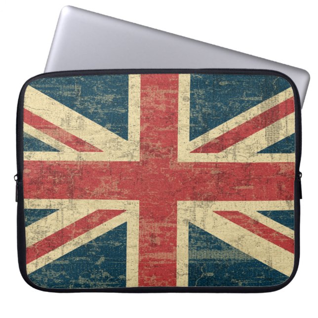 Union Jack Vintage Distress Laptop Sleeve (Framsidan)