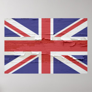 Union Jack Weasted Paint Poster
