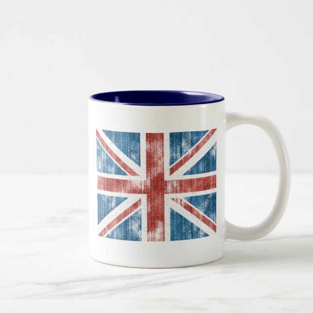 Union Jack worn Två-Tonad Mugg (Höger)