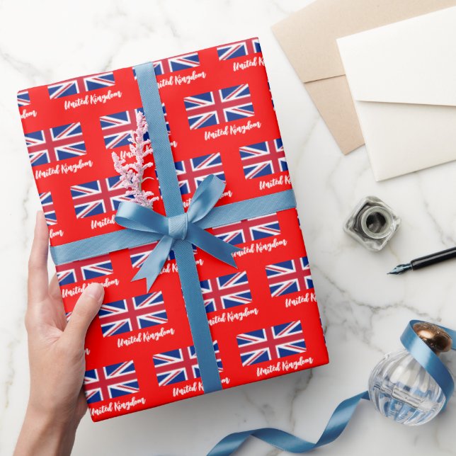 Union Jack Wrapping Papper, British Flagga, UK Red Presentpapper (Gifting)