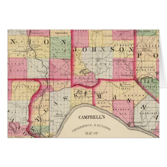 Union, Johnson, Alexander, Pulaski Hälsningskort (Framsidan Horizontal)