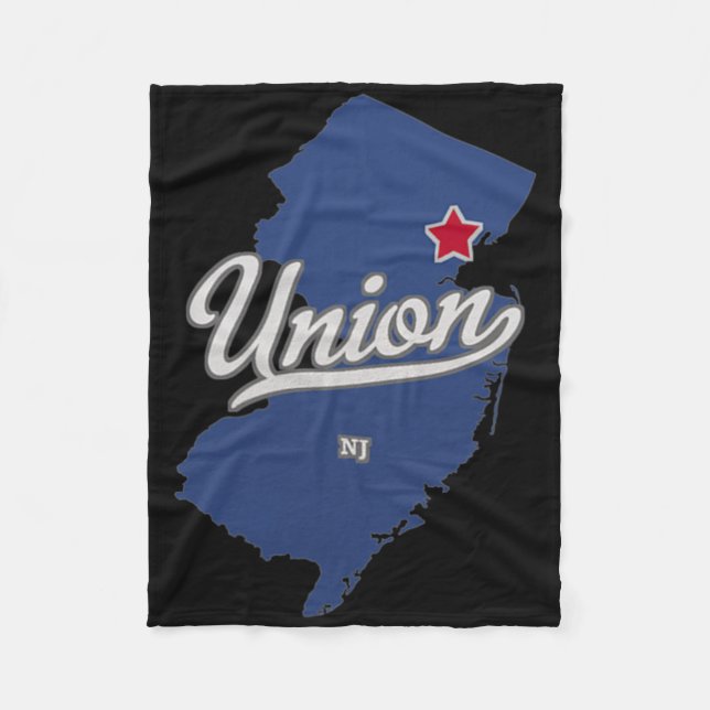 Union New Jersey Nj Karta Fleecefilt (Framsidan)