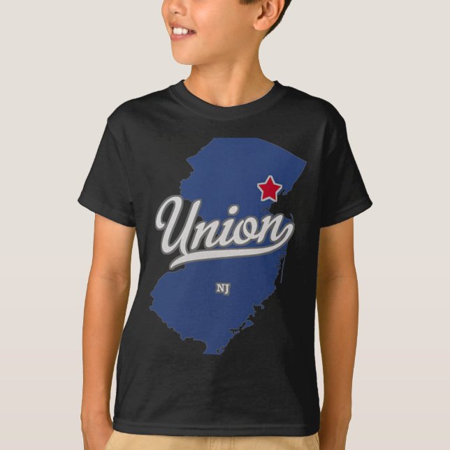 Union New Jersey Nj Map  T Shirt (Framsida)