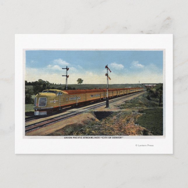 Union Pacific Streamliner ’City of Denver’ Vykort (Framsida)