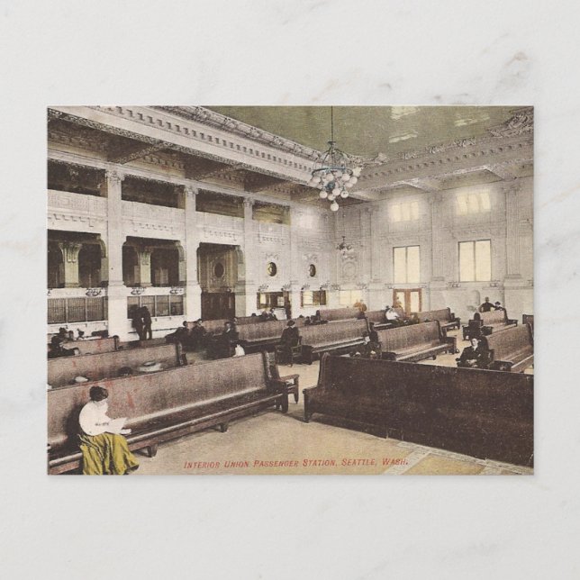 Union Passenger Station, Seattle, Circa 1912 Vykort (Framsida)