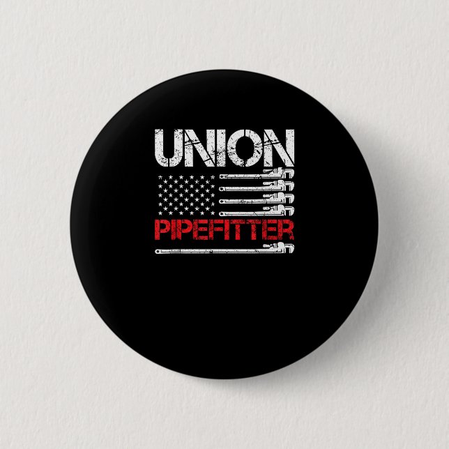 Union Pipefitter Union Strong USA American Flagga  Knapp (Framsida)