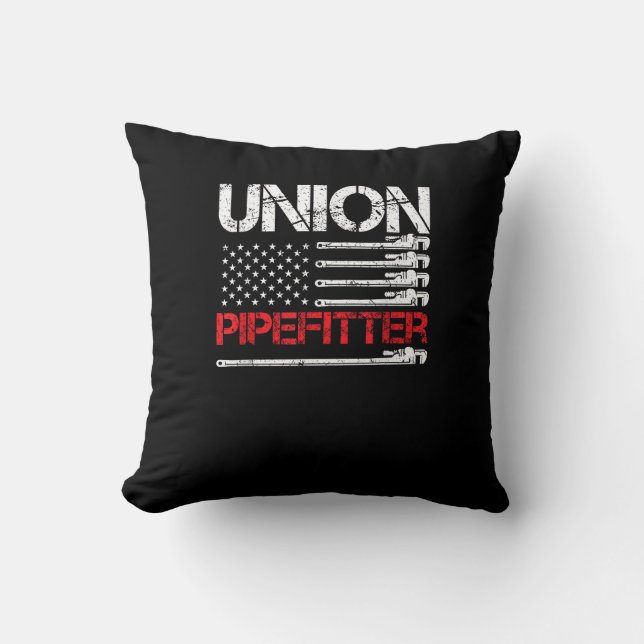 Union Pipefitter Union Strong USA American Flagga  Kudde (Framsida)