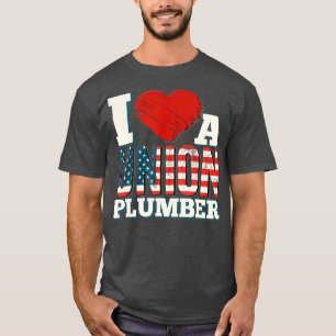 Union Plumber Member Patriotic American Flagga T Shirt