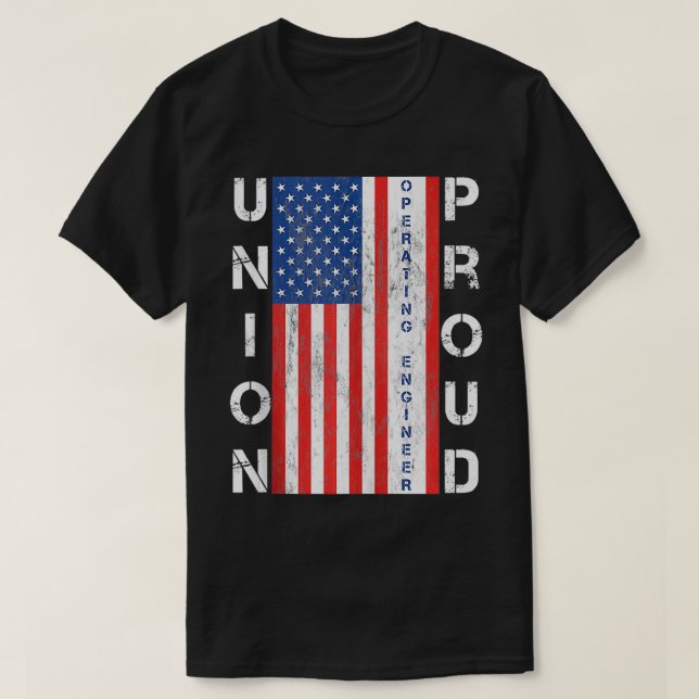 Union Proud American Flagga Operating Ingenjör T Shirt (Design framsida)