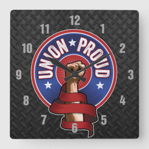 Union Proud Square Wall Clock Fyrkantig Klocka