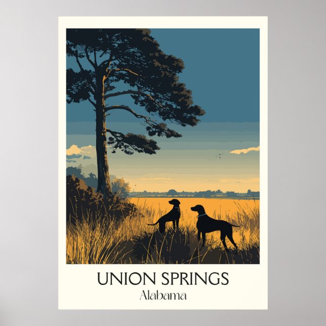 Union Springs Alabama Hundar Solnedgång Poster (Framsidan)