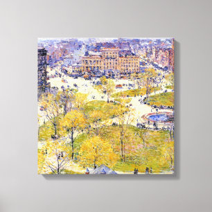 Union Square i vår av Frederick Childe Hassam Canvastryck