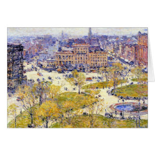 Union Square i vår av Frederick Childe Hassam Hälsningskort