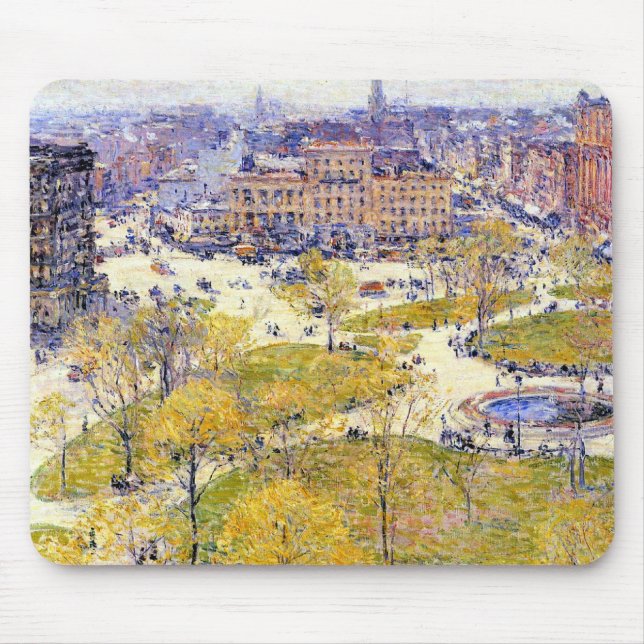 Union Square i vår av Frederick Childe Hassam Musmatta (Framsidan)