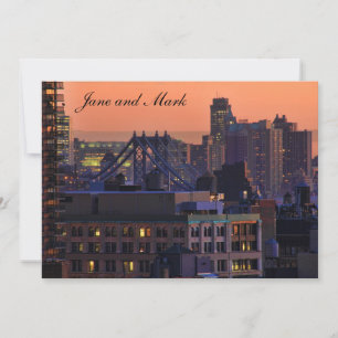 Union Square vy över Manhattan Bridge, Rosa himmel Inbjudningar