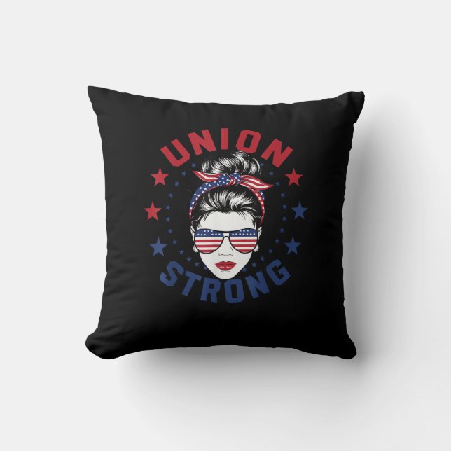 Union Stark Labour Day Messy Bun USA flagga Kudde (Framsida)