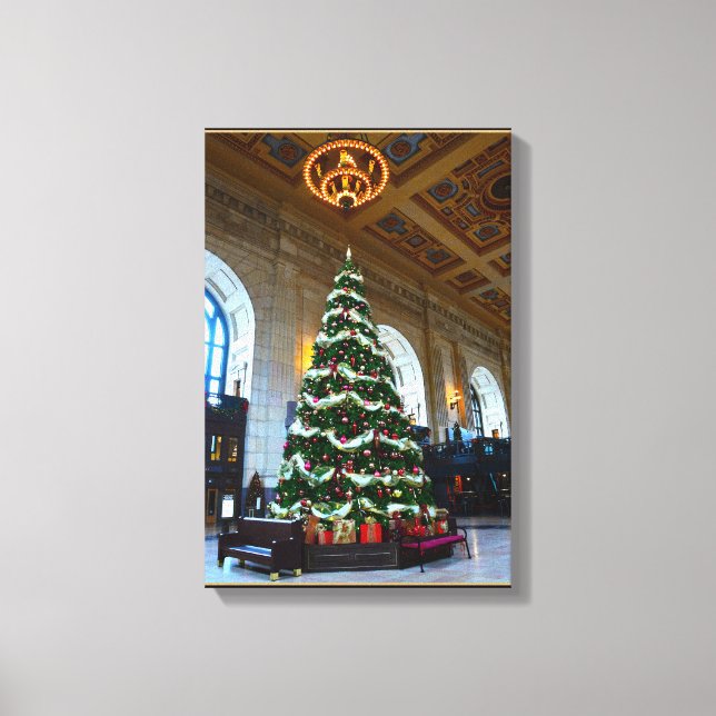 Union Station Christmas Tree, Kansas City Canvastryck (Framsida)