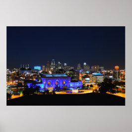 Union Station in Blue, Kansas City (16 x 12) Poster
