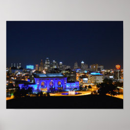 Union Station in Blue, Kansas City (16 x 12) Poster