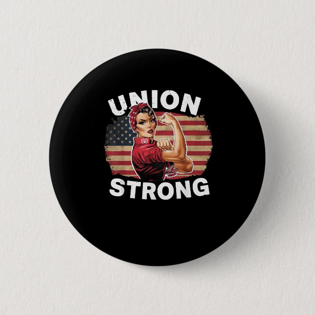 Union Strong - Labour Day Messy Bun USA flagga Knapp (Framsida)