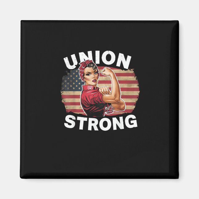 Union Strong - Labour Day Messy Bun USA flagga Magnet (Framsidan)