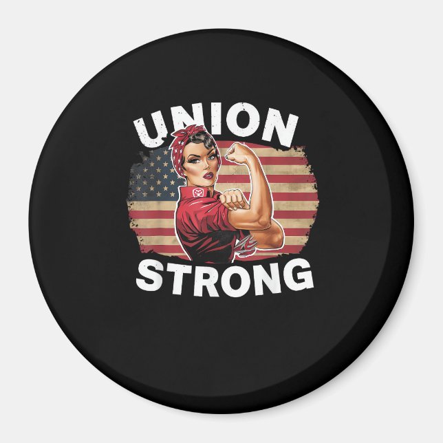 Union Strong - Labour Day Messy Bun USA flagga Magnet (Framsidan)