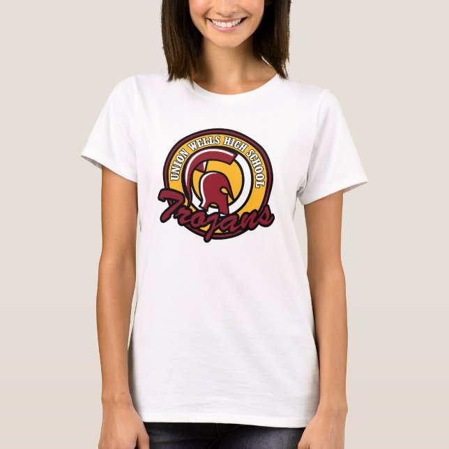 Union Wells High School Trojans Tee Shirt (Framsida)