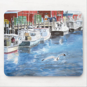 Union Wharf Portland, Maine Akvarell Musmatta