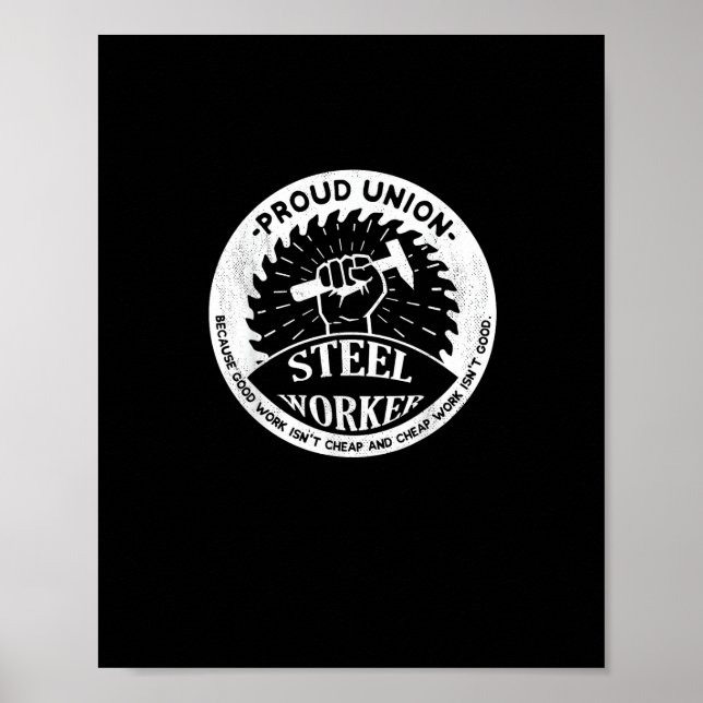 Union Worker Design - Starkt stålarbetarkonst Poster (Framsidan)