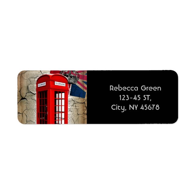 unionens jack flagga jubilee krona röd telefonkios returadress etikett (Framsidan)