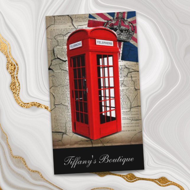 unionens jack flagga jubilee krona röd telefonkios visitkort (union jack flag jubilee crown red telephone booth business card)