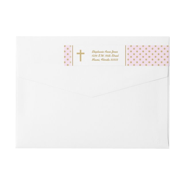 Unionens Rosa med Guld Polka dots Etikettband (Baksidan)