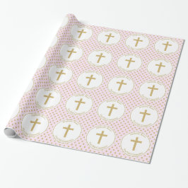 Unionens Rosa med Guld Polka dots Presentpapper