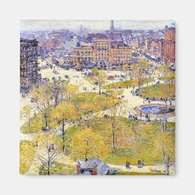Unionens torg i Vår av Frederick Childe Hassam Magnet (Framsidan)