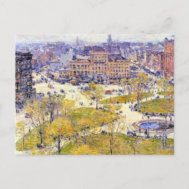 Unionens torg i Vår av Frederick Childe Hassam Vykort (Framsida)