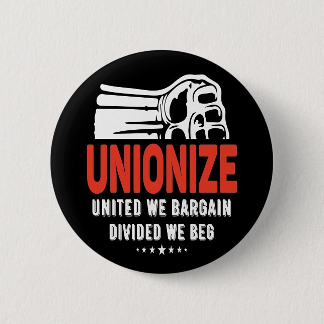Unionize - United We Bargain Divided we Beg Knapp (Framsida)