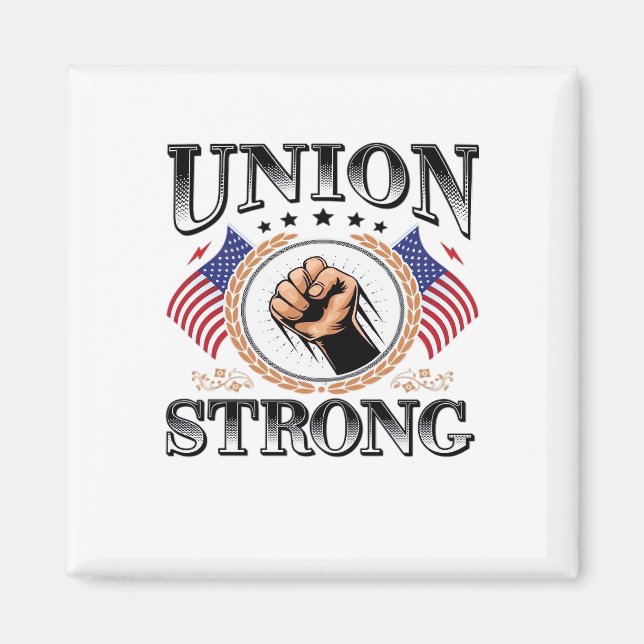 Unions starka amerikanska arbetsdag-virus på Flagg Magnet (Framsidan)