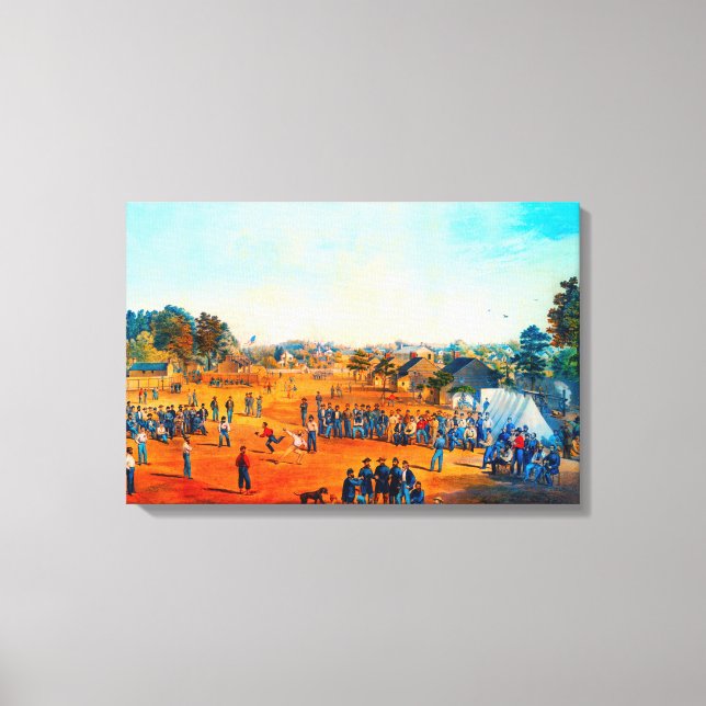 Unionsfångar vid Salisbury Baseball Game NC 1863 Canvastryck (Framsida)