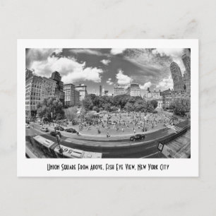 Unionskvadrat, NYC från ovan, B&W, fiskvy Öga Vykort