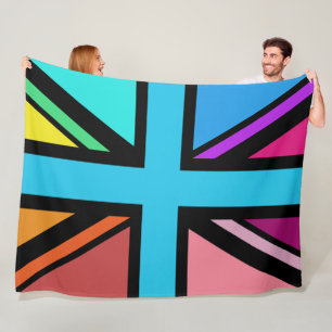 Unionsuttag/Flagga flerfärgad+svart design Fleecefilt