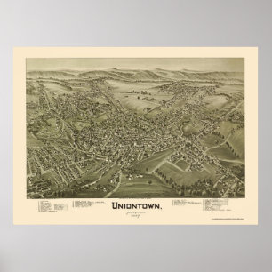 Uniontown, PA Panoramic Karta - 1897 Poster