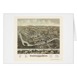 Unionville, CT Panorama-karta - 1878 Hälsningskort