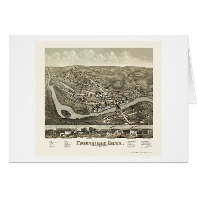 Unionville panorama- karta för CT - 1878 Hälsningskort (Framsidan Horizontal)