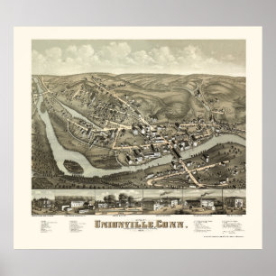 Unionville panorama- karta för CT - 1878 Poster