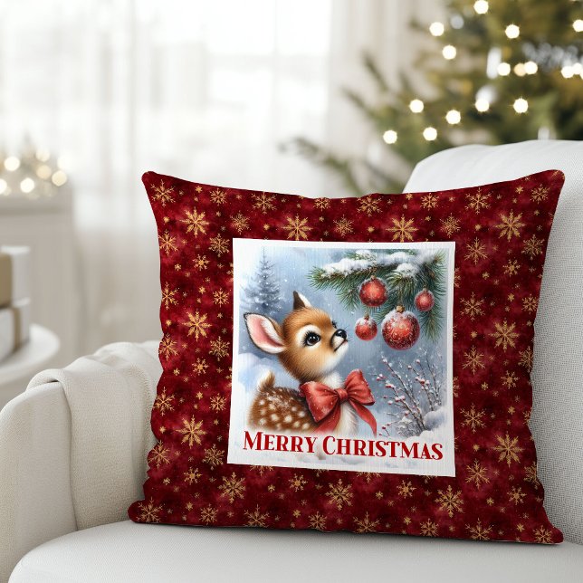 Unique Baby Deer Snowy Forest Kids Gift Christmas  Kudde (Unique Baby Deer Snowy Forest Kids Gift Christmas Pillow

)