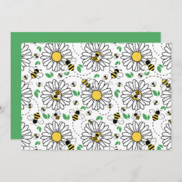Unique Bees & Daisies Spring Note Card Anteckningskort