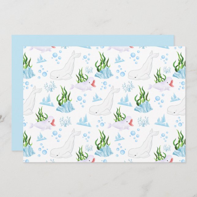 Unique Beluga Whale Note Card Anteckningskort (Fram/baksida)