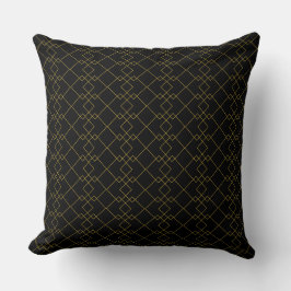 Unique Black Throw Pillow Featuring Gold Box Desig Kudde